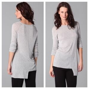 Alexander Wang Grey Lightly Marled Knit Asymmetrical Hem Light Tunic Sweater